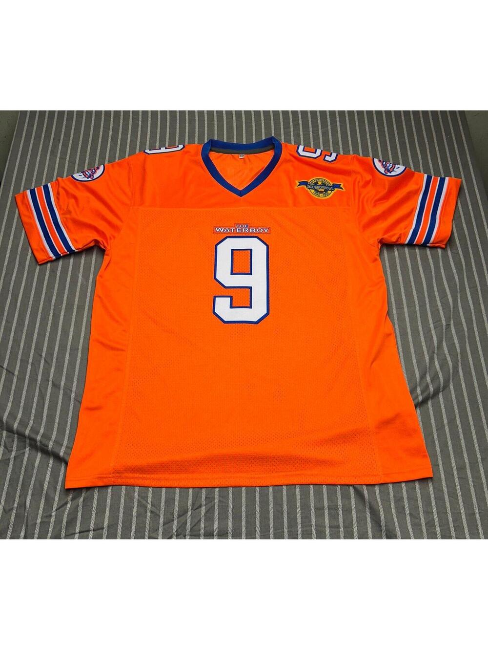 The Waterboy Bobby Boucher #9 Football Jersey Adam Sandler Orange Men's XXL
